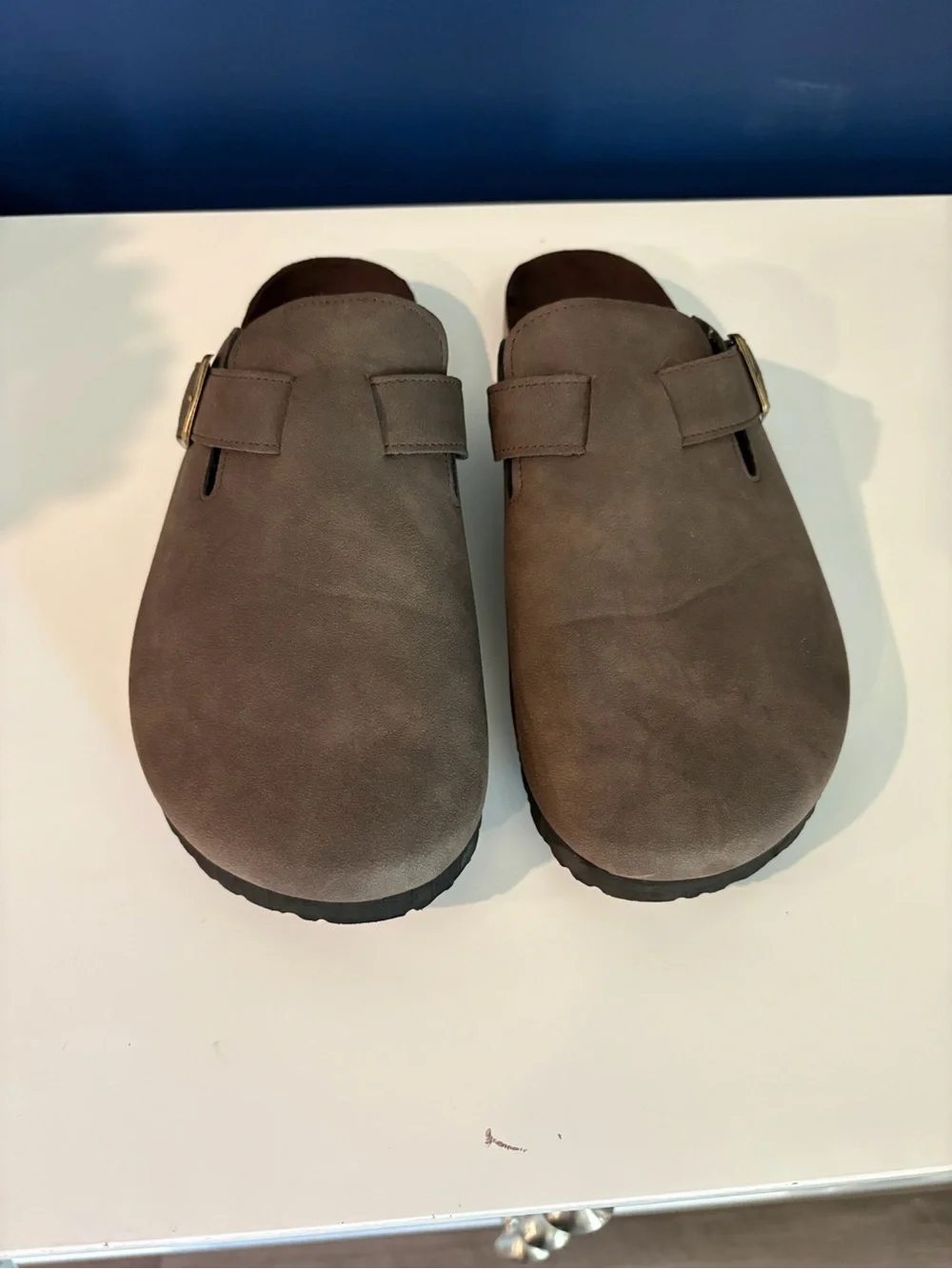 American Exchange Men’s Suede Slip-On Clogs with Buckle